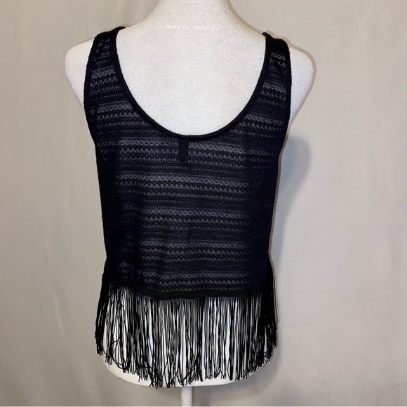 H&M Knit Black Fringe Crop Top - Picture 3 of 7